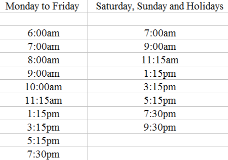 Bus Timetable Benalmadena to Malaga Airport - Week days Bus Timetable Benalmadena to Malaga Airport - Week days