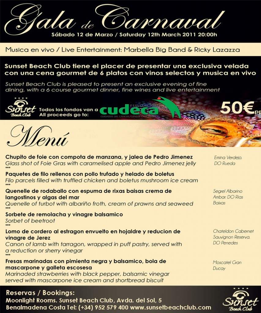 Gala Carnaval Menu