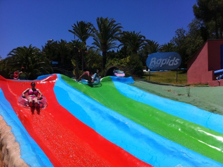 Rafting down the rapids at Aqualand in Torremolinos