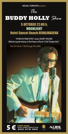 Poster for the Buddy Holly Show at Sunset Beach Club