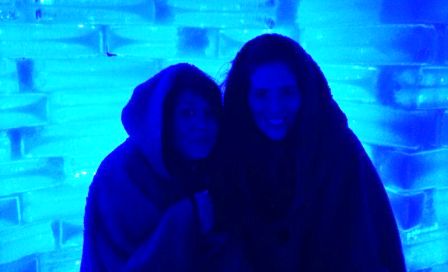 Keeping warm at Boals Ice Bar in Benalmadena