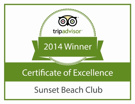 Certificate of Excellence 2014 Sunset Beach Club