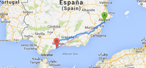 Route Map - Benalmadena to Alicante