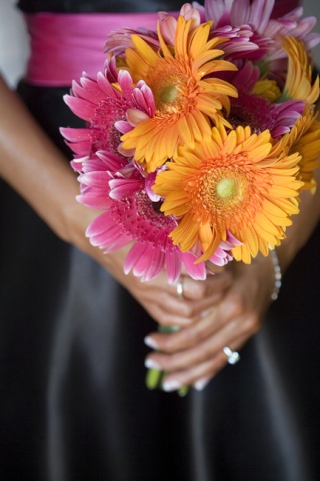 Orange and Pink Wedding Bouquet