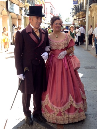 Couple dressed in traditional costumes for Ronda Romantica celebrations