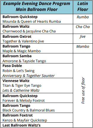Evening Dance Programme