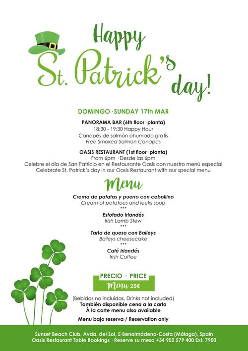 St Patrick S Day Celebrations In Benalmadena Here S The Plan Sunset Beach Club