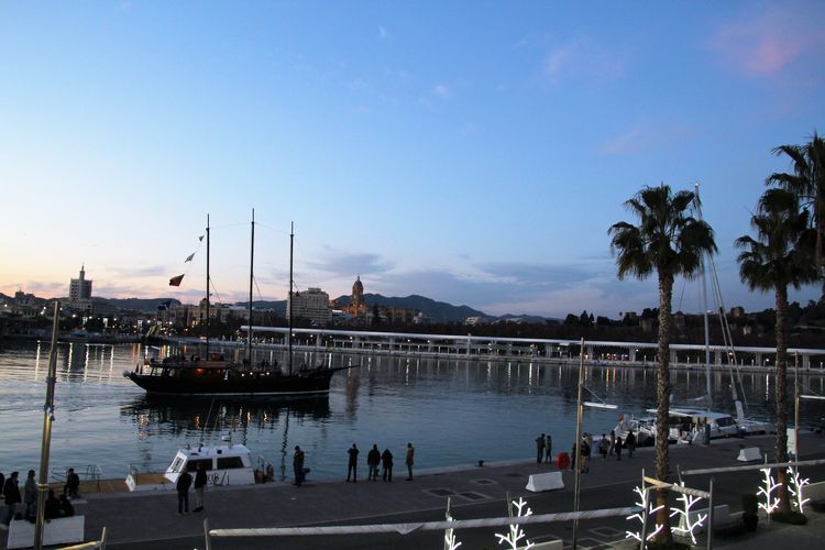 Muelle uno waterfront in Malaga at Christmas