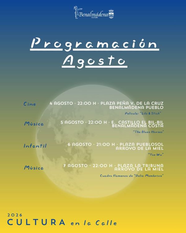 Cultura en la Calle August 2026 Programme - Benalmadena